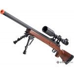 A&K US Army SOCOM Type M24 Airsoft Bolt Action Scout Sniper Rifle w/ Fluted Barrel and Real Wood Stock
