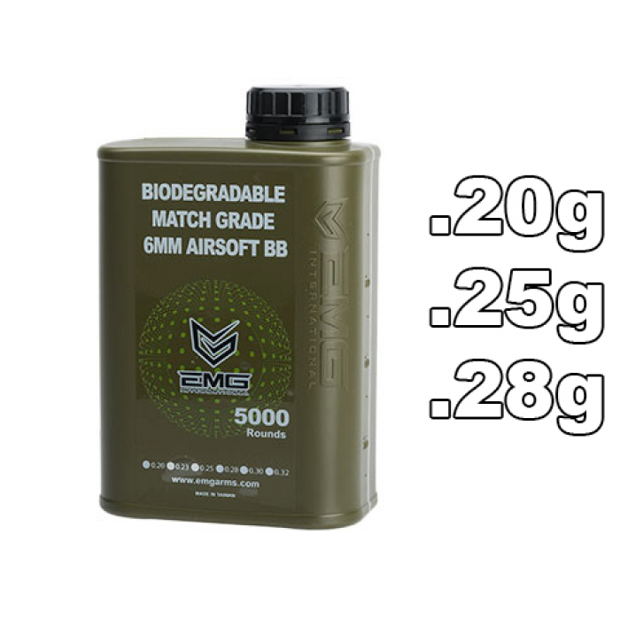 EMG International Match Grade Biodegradable 6mm Airsoft BBs - 5000 Rounds